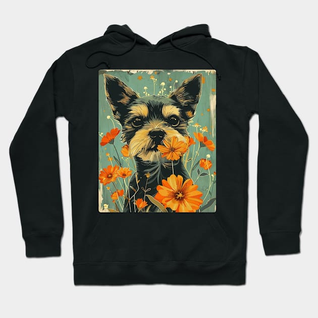 Yorkshire Terrier dog Flowers Photo Art Design For Dog Onwer Hoodie by karishmamakeia